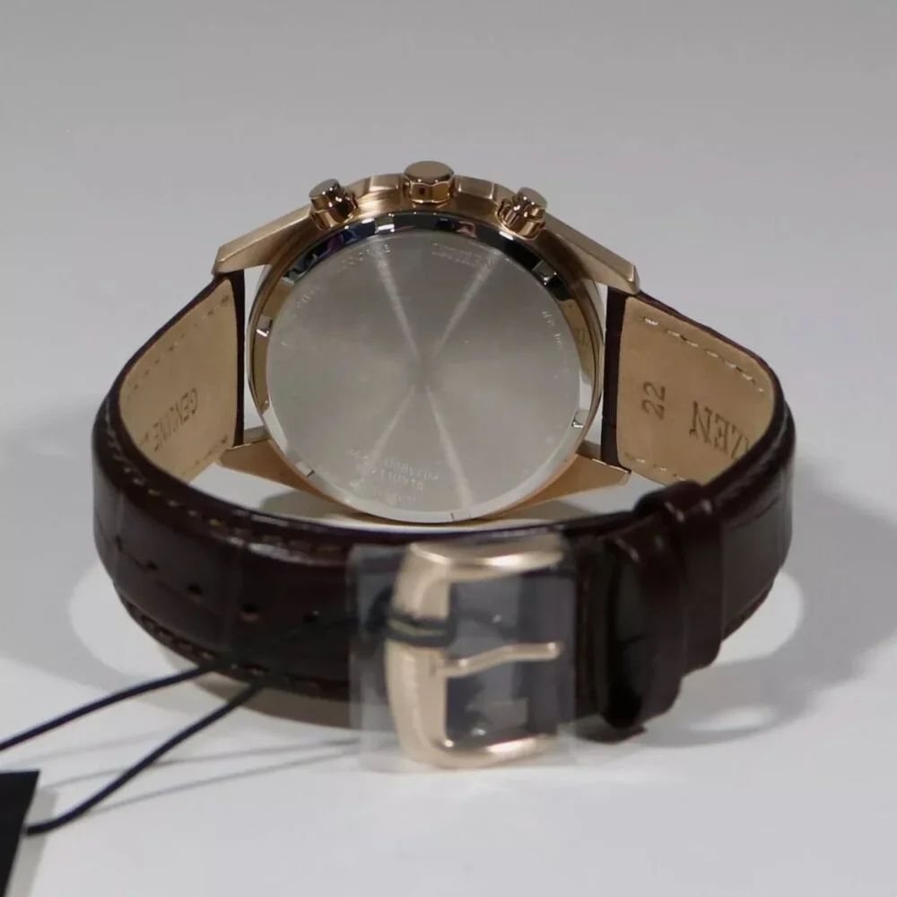 Citizen Rose Gold Tone Leather Strap Men's Chronograph Watch
